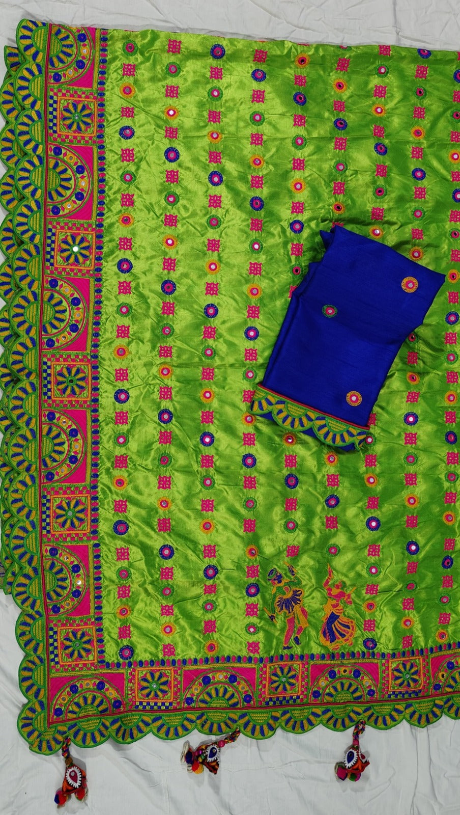 Green Pure Silk Gamthi Work Real Diamond Patola Saree