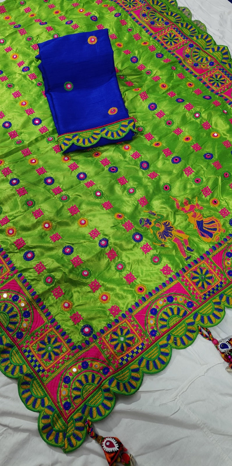 Green Pure Silk Gamthi Work Real Diamond Patola Saree