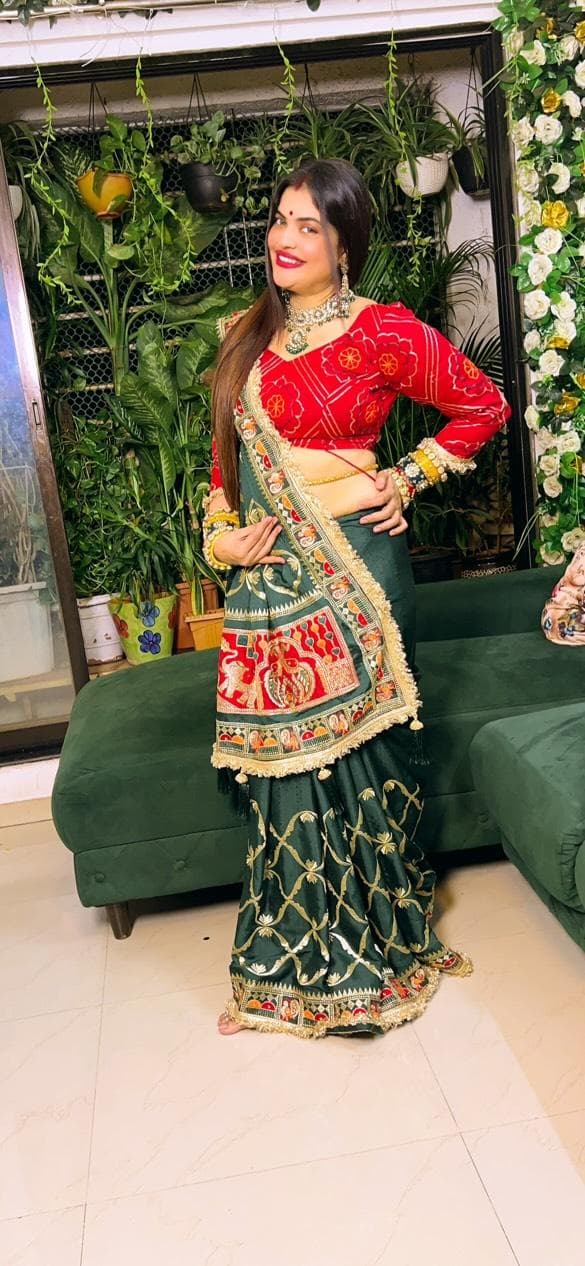 Green Pure Jacquard Soft Silk Traditional Bandhani Saree