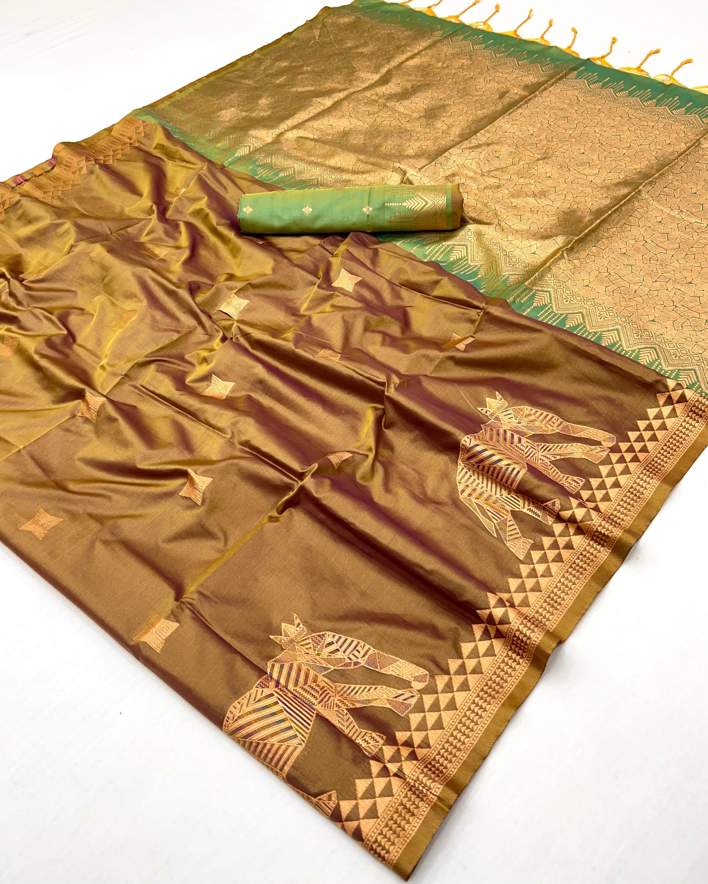 Coffee Brown Pure Soft Silk Handloom Saree