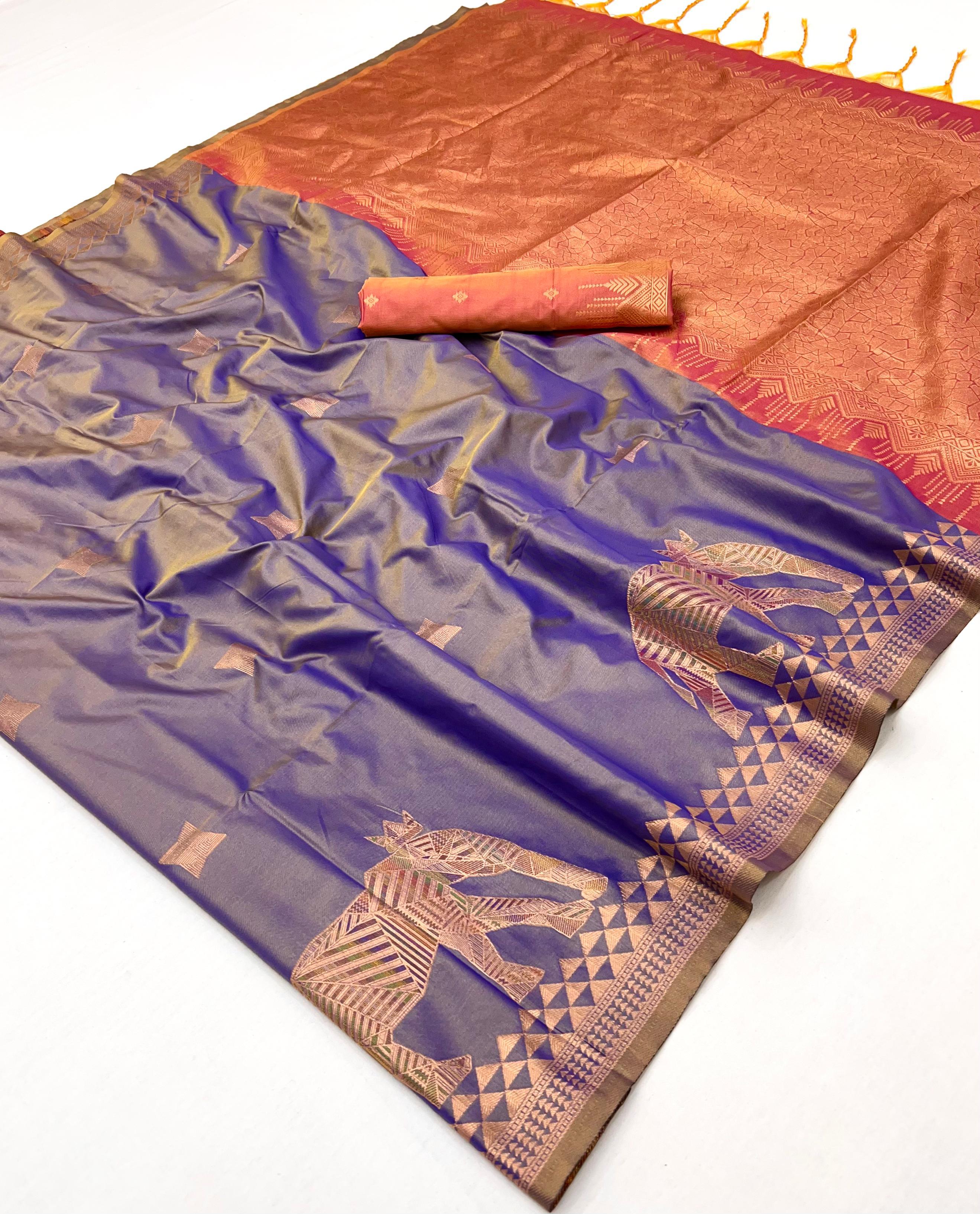 Lavender Pure Soft Silk Handloom Saree