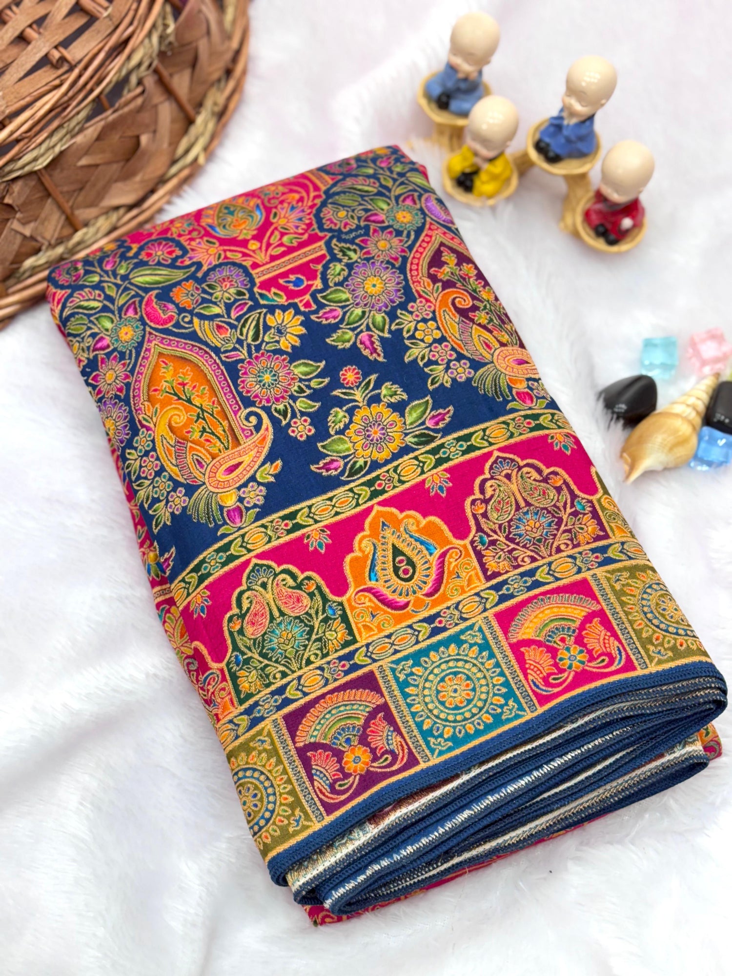 Rani Soft Viscose Silk Meenakari Traditional Weeding Saree Tussar Saree Anant Tex Exports Pvt.Ltd..