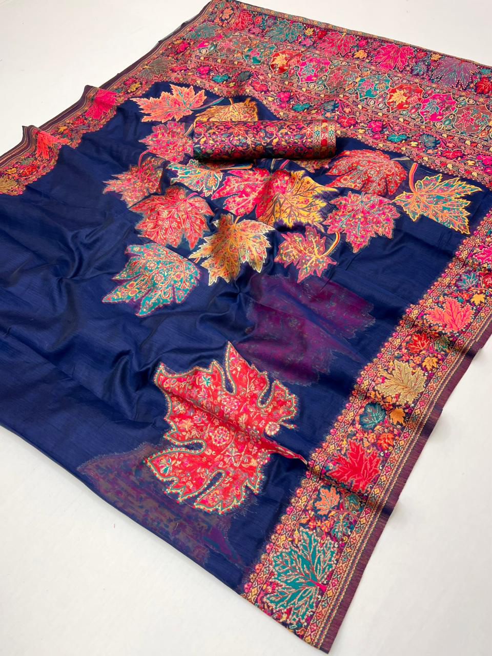 Navy Blue Pure Soft Mul Mul Cotton Handloom Weaving Cotton Saree Cotton saree Anant Tex Exports Pvt.Ltd..