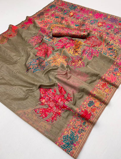 Brown Pure Soft Mul Mul Cotton Handloom Weaving Cotton Saree Cotton saree Anant Tex Exports Pvt.Ltd..