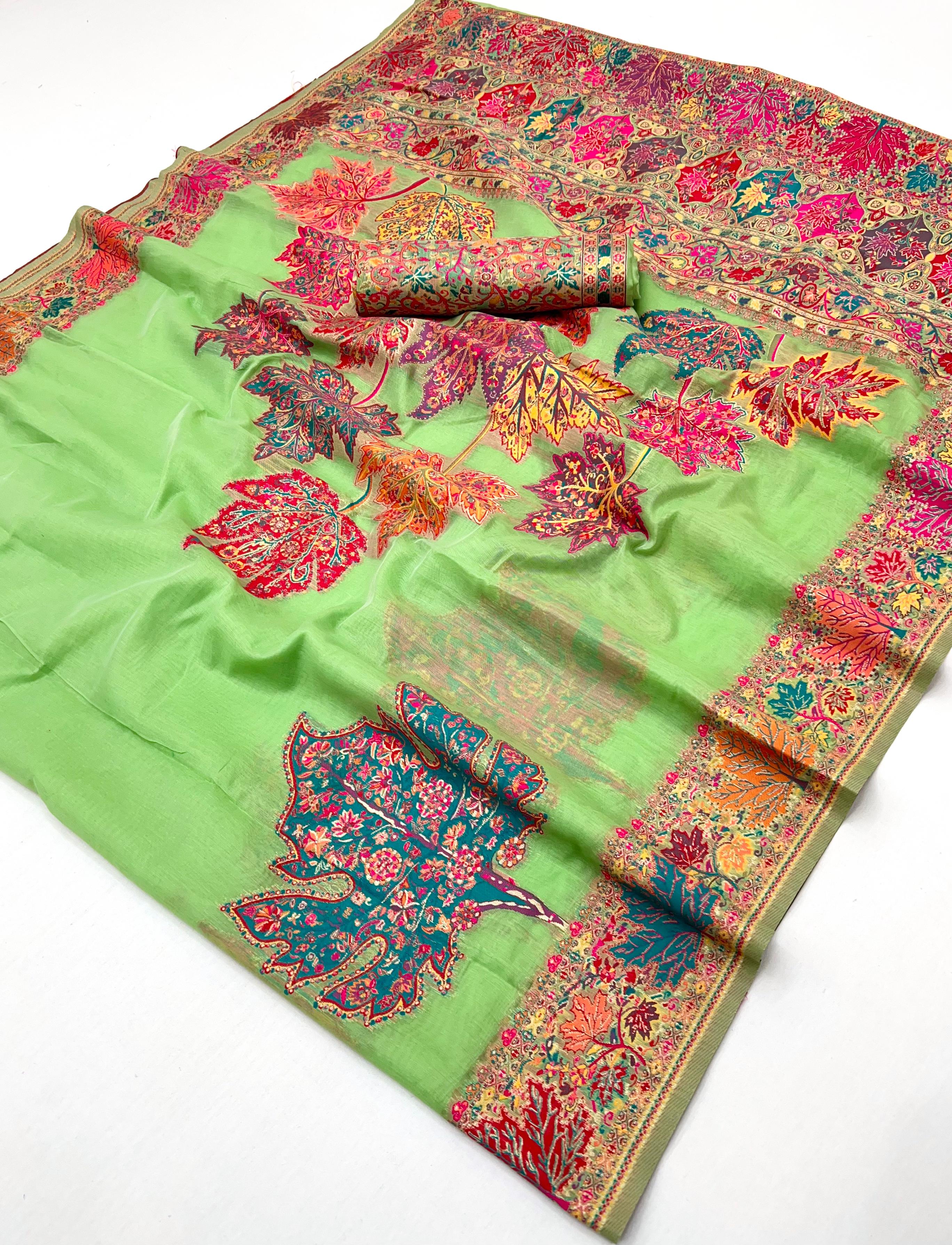 Green Pure Soft Mul Mul Cotton Handloom Weaving Cotton Saree Cotton saree Anant Tex Exports Pvt.Ltd..