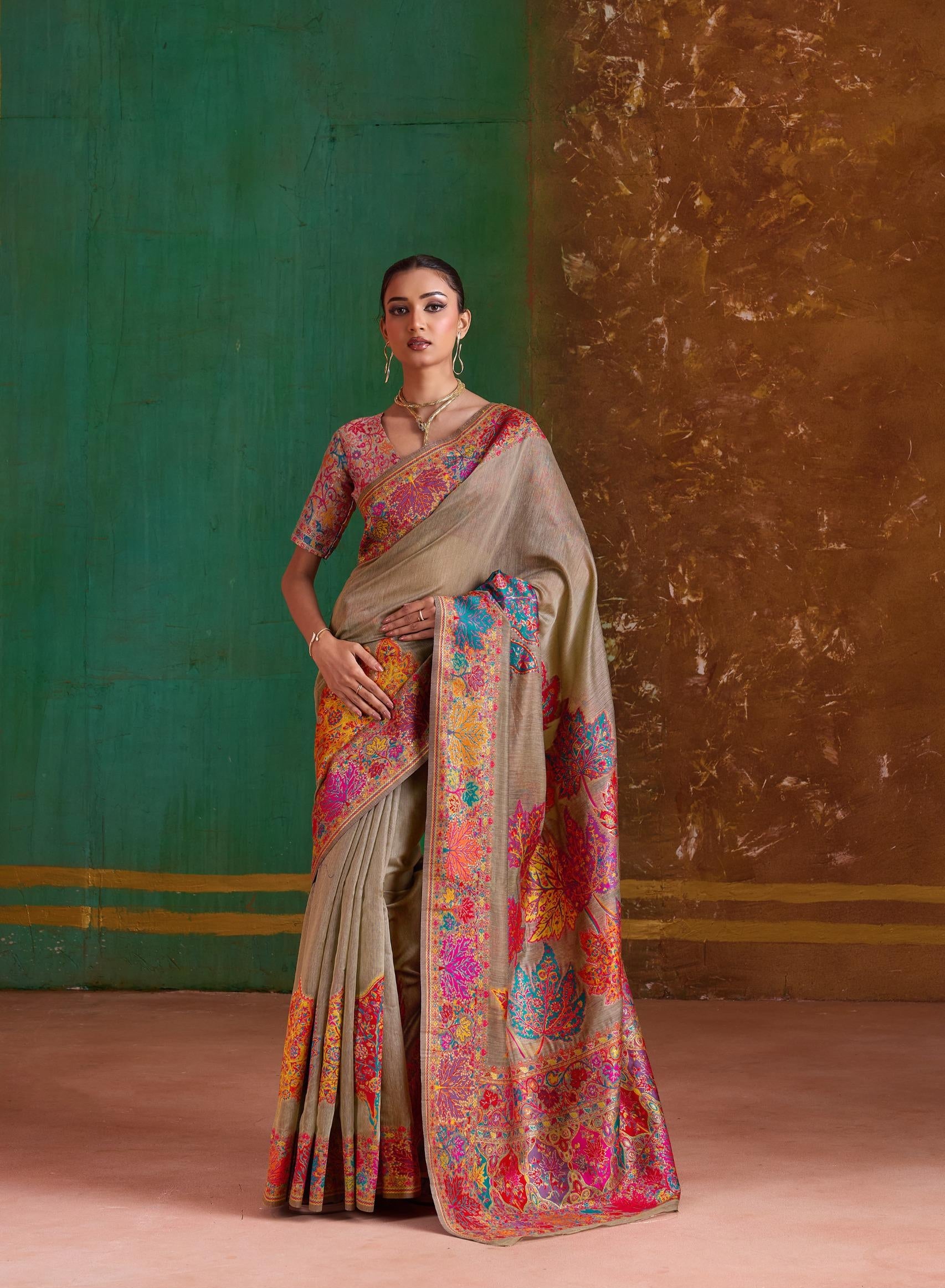 Brown Pure Soft Mul Mul Cotton Handloom Weaving Cotton Saree Cotton saree Anant Tex Exports Pvt.Ltd..