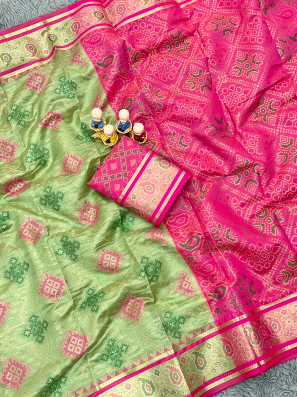 Pista Green Organza Zari Woven Patola Organza Saree