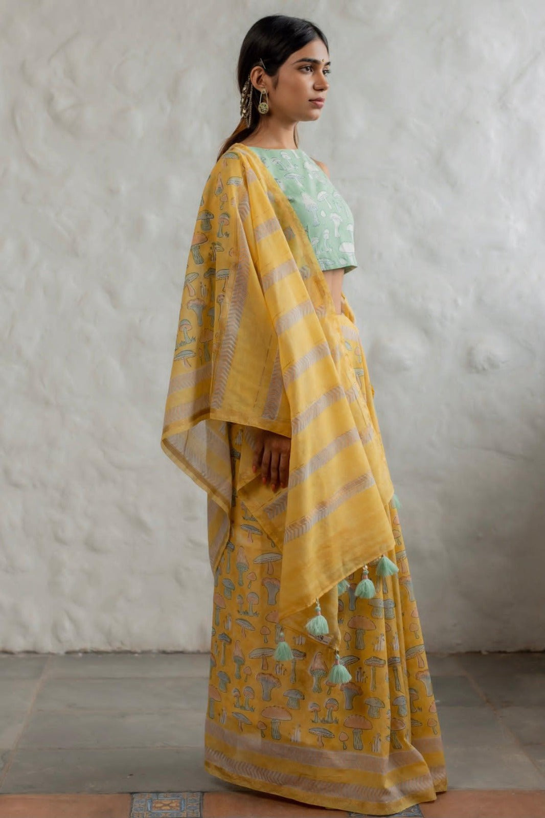 Mustard Pure Soft Linen Cotton Saree Cotton saree Anant Tex Exports Pvt.Ltd..