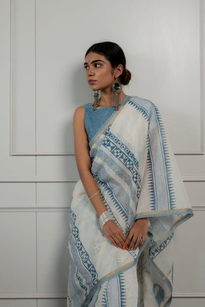 White Pure Soft Linen Cotton Saree Cotton saree Anant Tex Exports Pvt.Ltd..