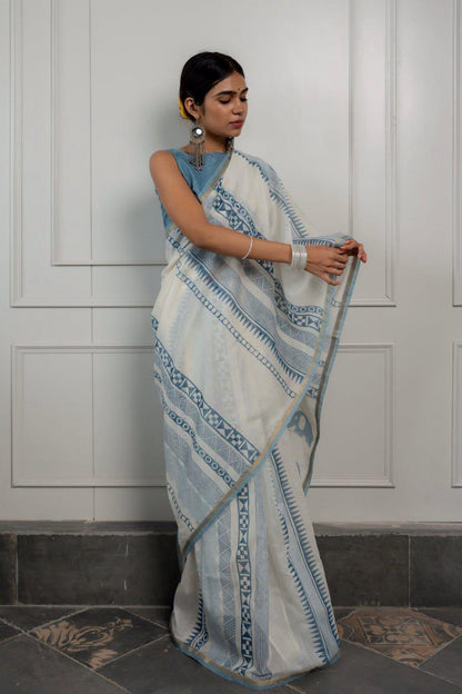 White Pure Soft Linen Cotton Saree Cotton saree Anant Tex Exports Pvt.Ltd..
