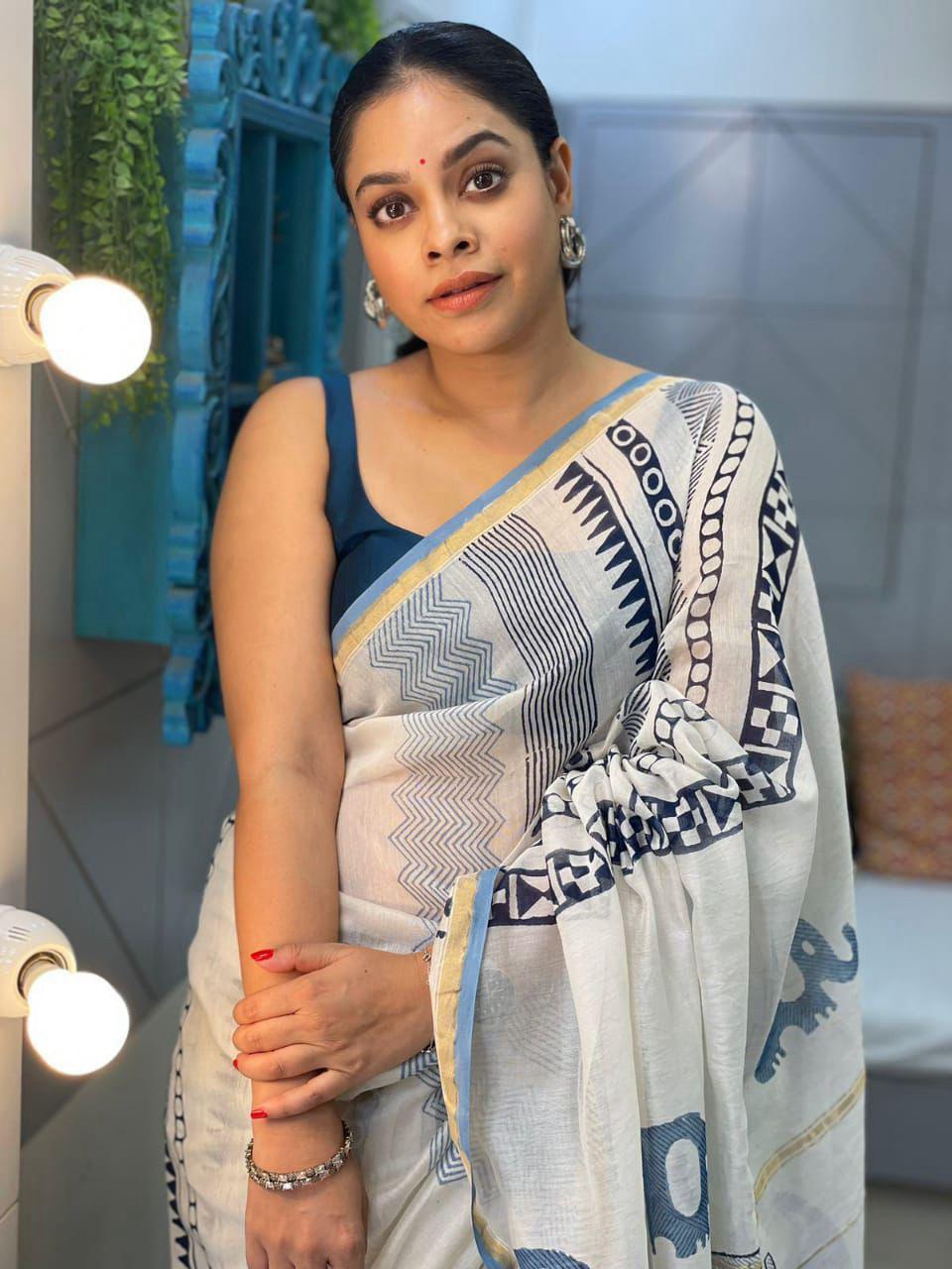 White Pure Soft Linen Cotton Saree Cotton saree Anant Tex Exports Pvt.Ltd..