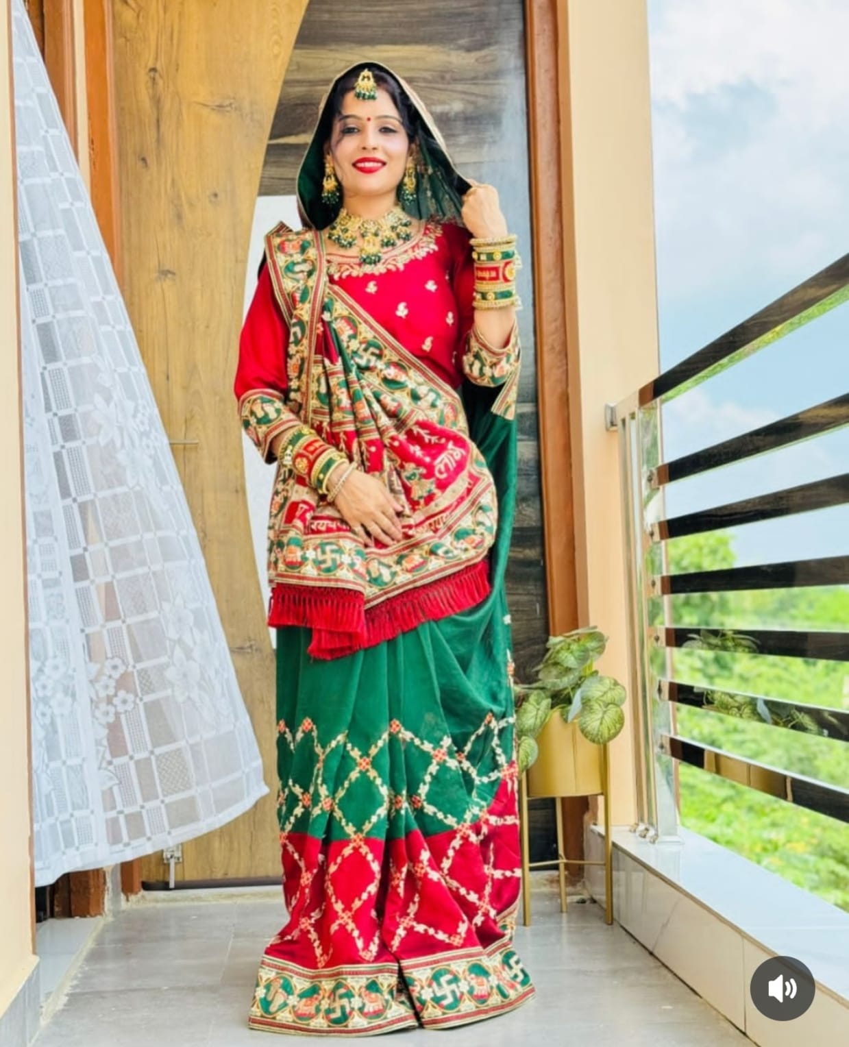 Green Pure Heavy Soft Silk Bandhani Gharchola Panetar Saree