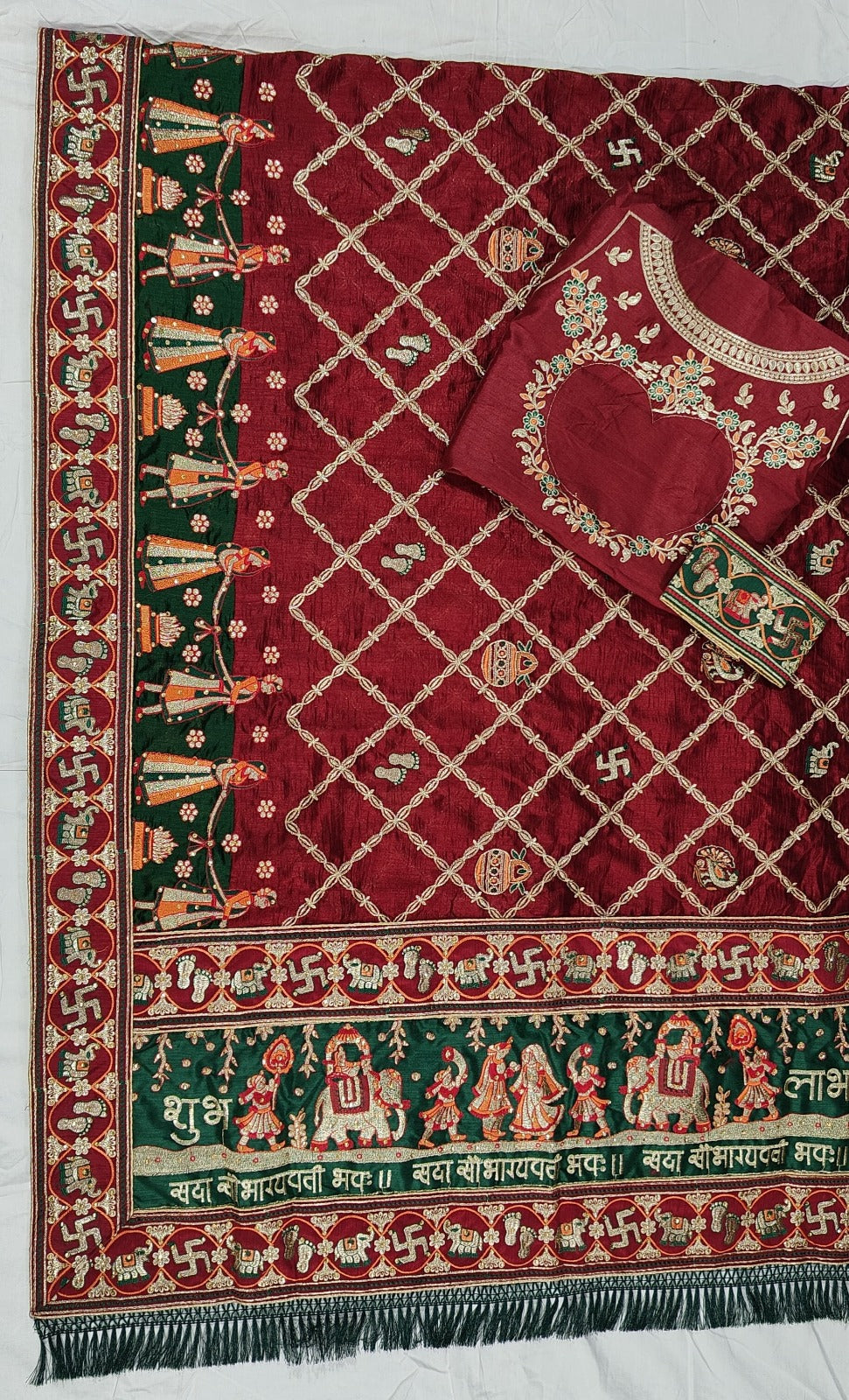 Red Pure Heavy Soft Silk Bandhani Gharchola Panetar Saree