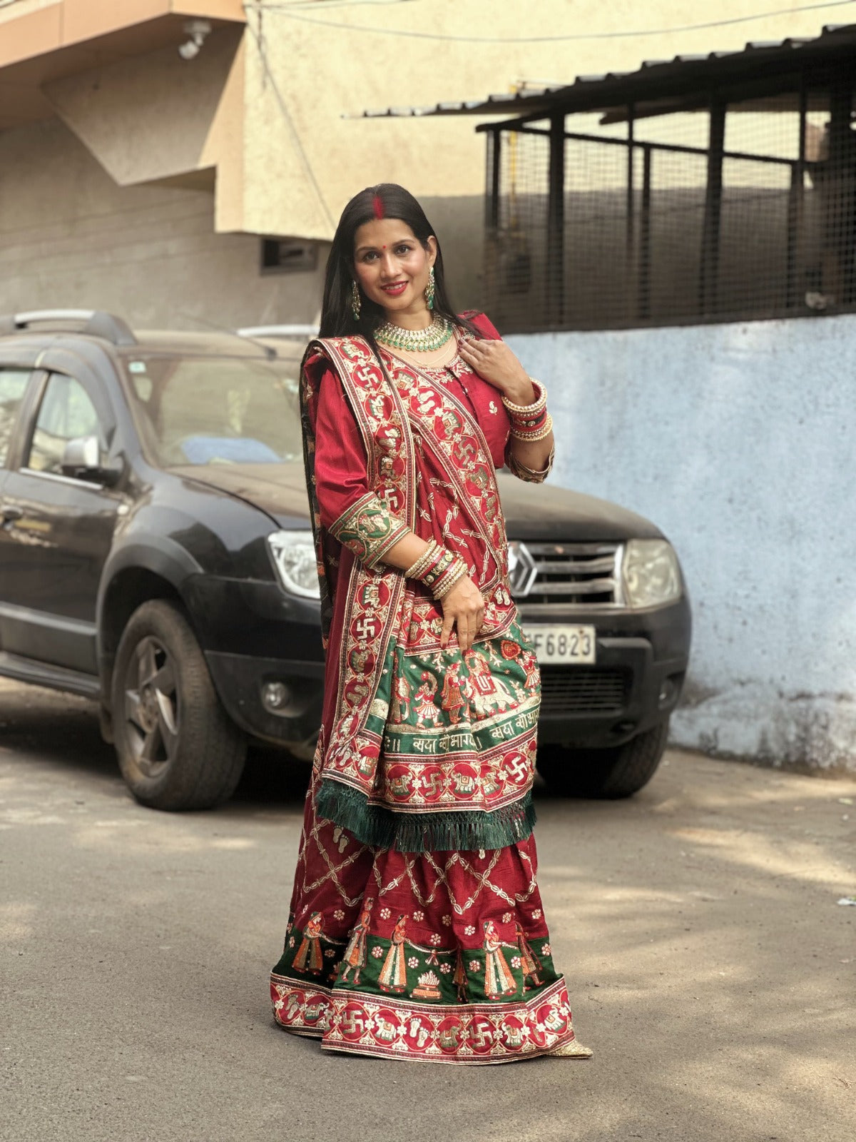 Red Pure Heavy Soft Silk Bandhani Gharchola Panetar Saree