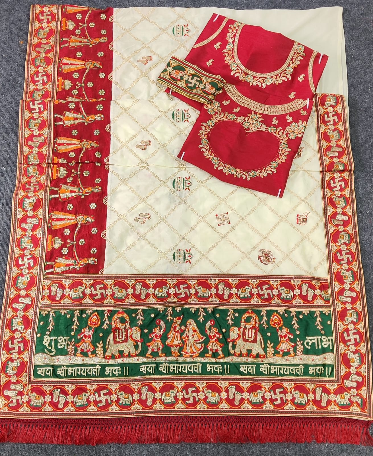 White Pure Heavy Soft Silk Bandhani Gharchola Panetar Saree