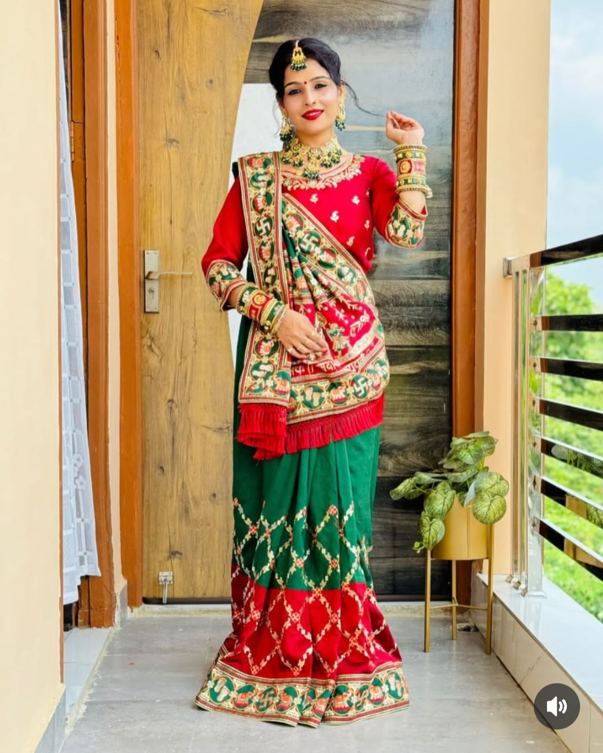 Green Pure Heavy Soft Silk Bandhani Gharchola Panetar Saree