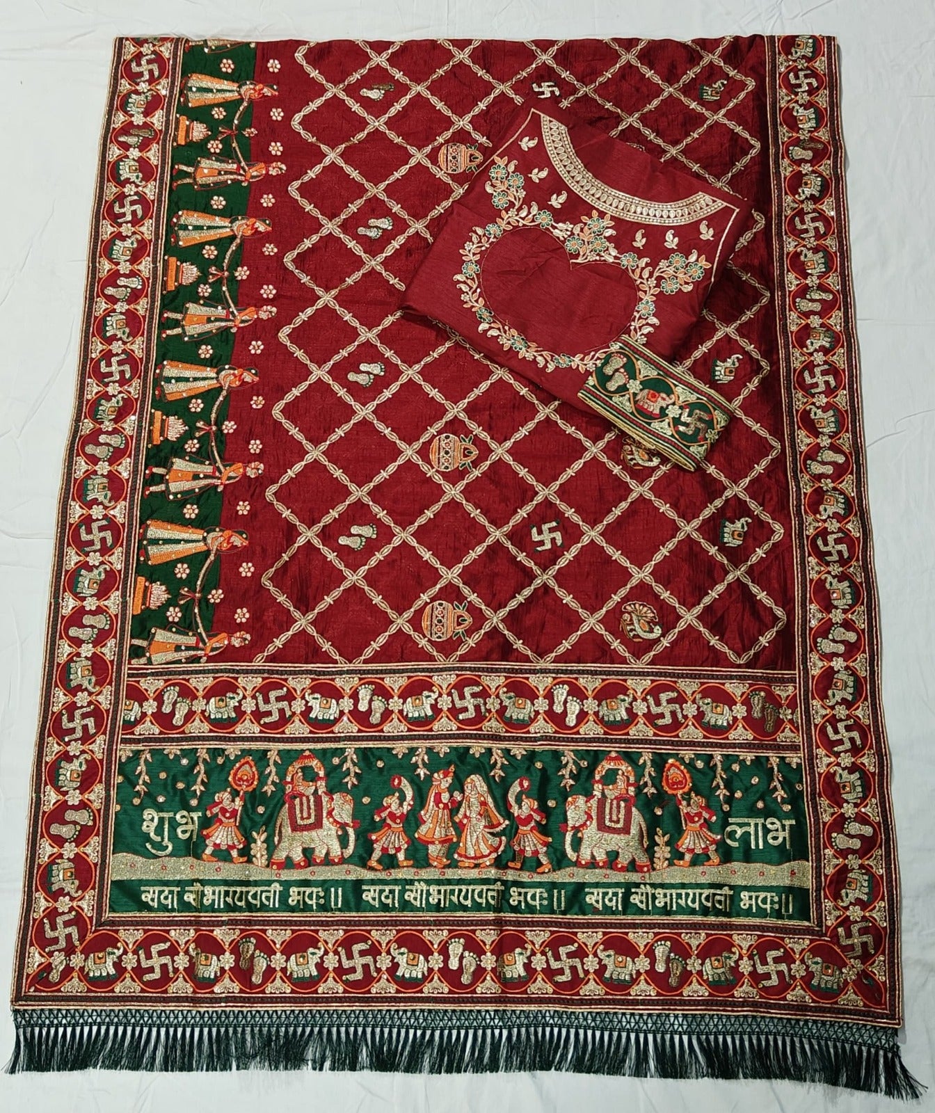 Red Pure Heavy Soft Silk Bandhani Gharchola Panetar Saree