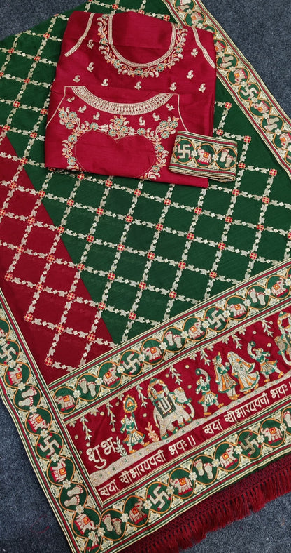 Green Pure Heavy Soft Silk Bandhani Gharchola Panetar Saree Panetar Saree Anant Tex Exports Pvt.Ltd..