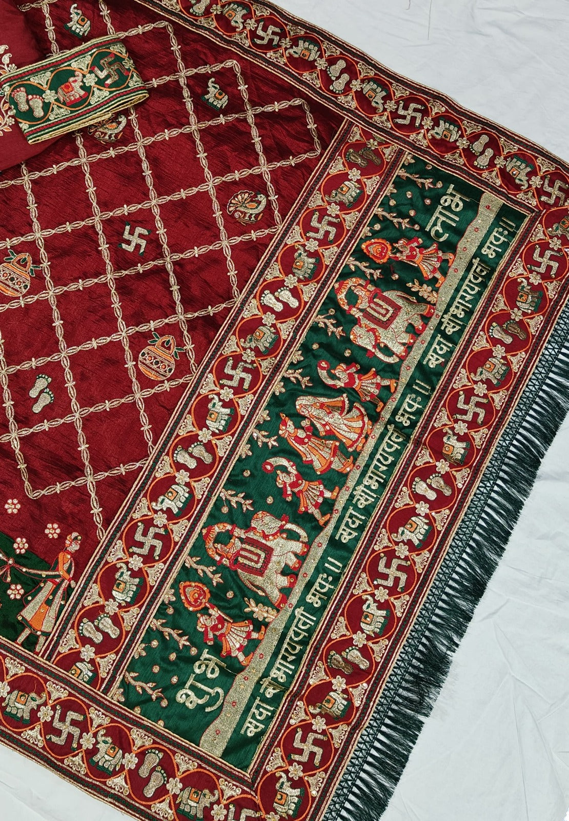 Red Pure Heavy Soft Silk Bandhani Gharchola Panetar Saree