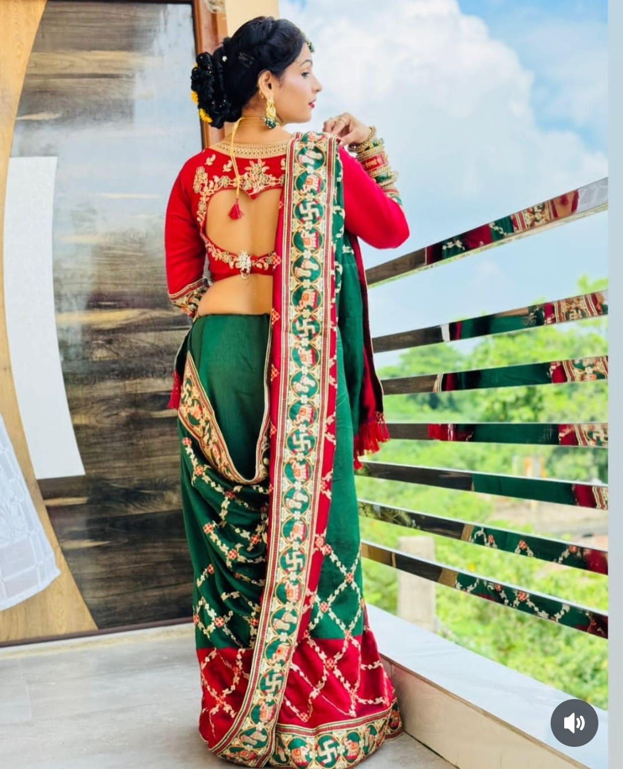 Green Pure Heavy Soft Silk Bandhani Gharchola Panetar Saree