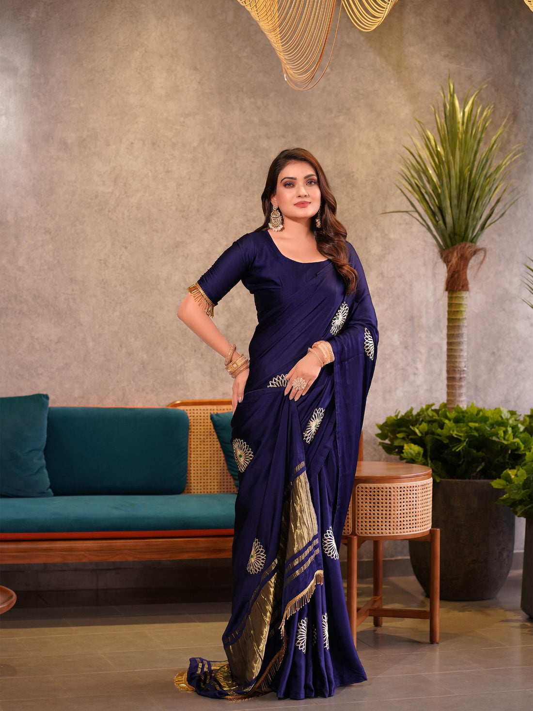 Purple Pure Gaji Silk Jaipuri Gota Patti Work Saree Gajji Silk Saree Anant Tex Exports Pvt.Ltd..