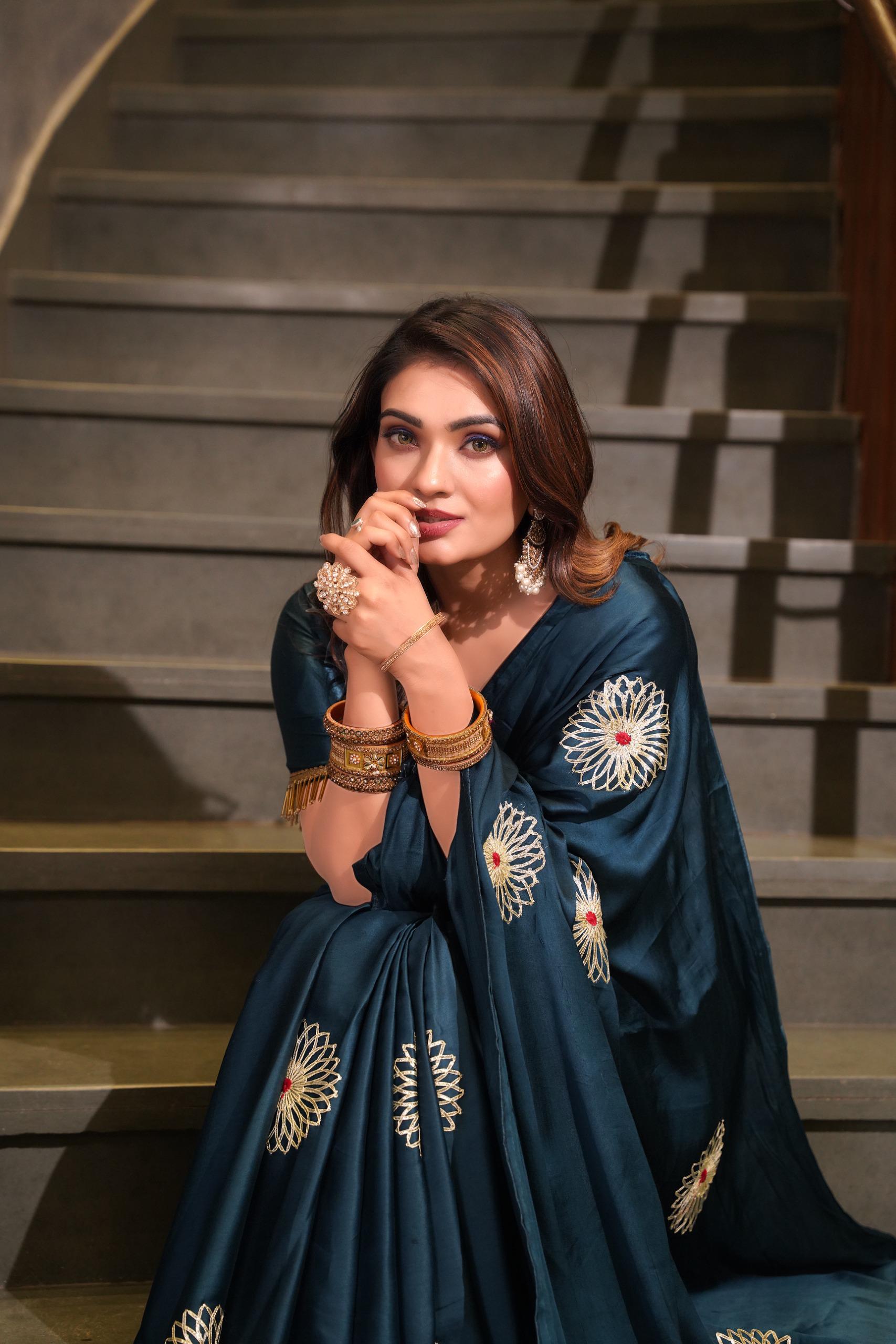 Rama Pure Gaji Silk Jaipuri Gota Patti Work Saree Gajji Silk Saree Anant Tex Exports Pvt.Ltd..
