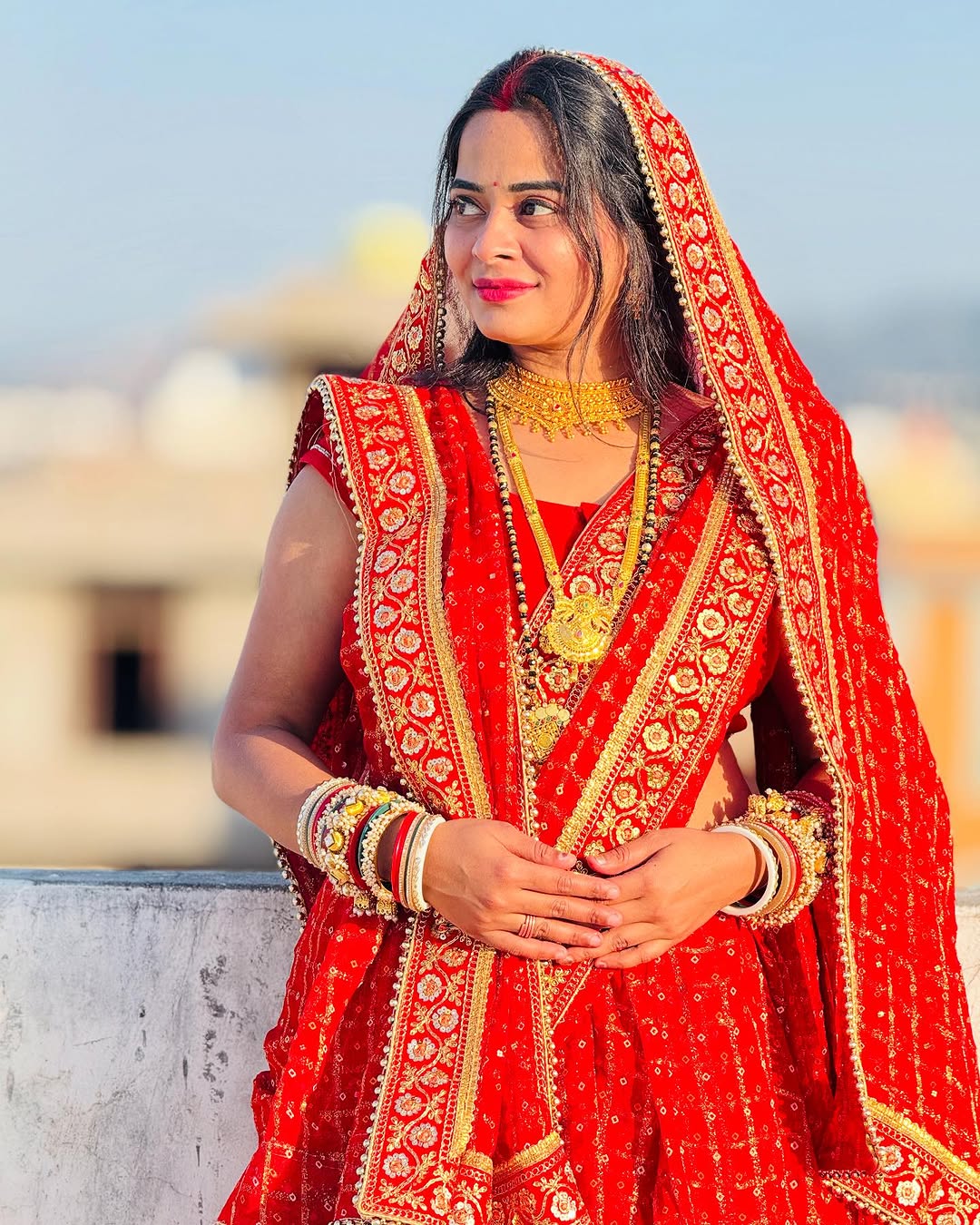 Red Pure Heavy Soft Silk Bandhani Gharchola Chex Panetar Saree