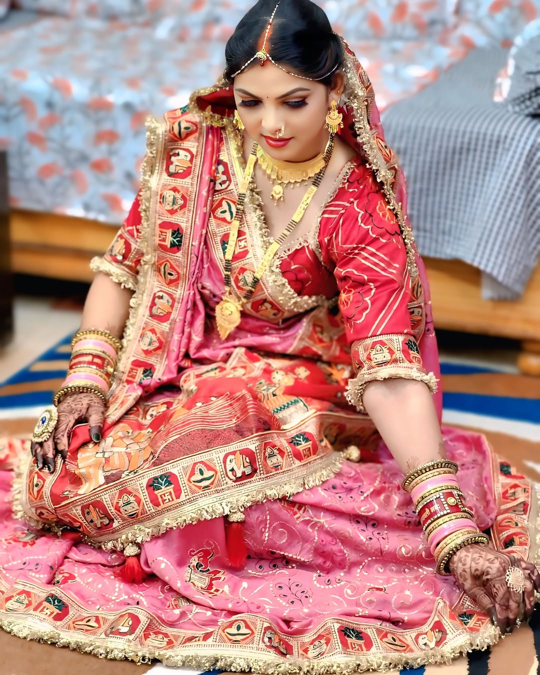 Pink Pure Heavy Vichitra Silk Bandhani Gharchola Chex Panetar Saree Panetar Saree Anant Tex Exports Pvt.Ltd..