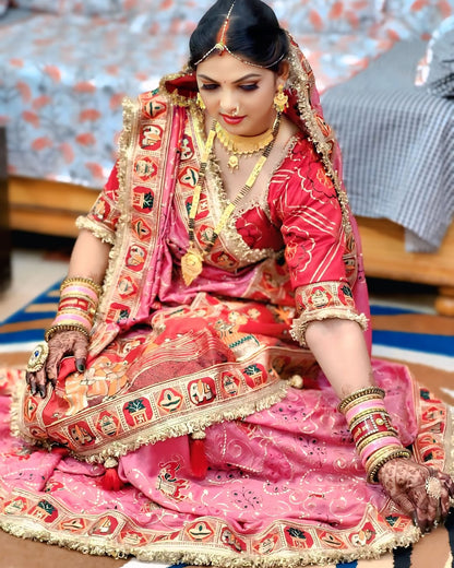 Pink Pure Heavy Vichitra Silk Bandhani Gharchola Chex Panetar Saree Panetar Saree Anant Tex Exports Pvt.Ltd..