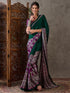 Bottle Green Pure Soft Modal Satin Ajrakh Print Satin Saree Japan Satin Saree Anant Tex Exports Pvt.Ltd..