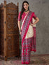Cream and Red Pure Soft Modal Satin Ajrakh Print Satin Saree Japan Satin Saree Anant Tex Exports Pvt.Ltd..