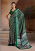 Green Pure Soft Modal Satin Ajrakh Print Satin Saree Japan Satin Saree Anant Tex Exports Pvt.Ltd..