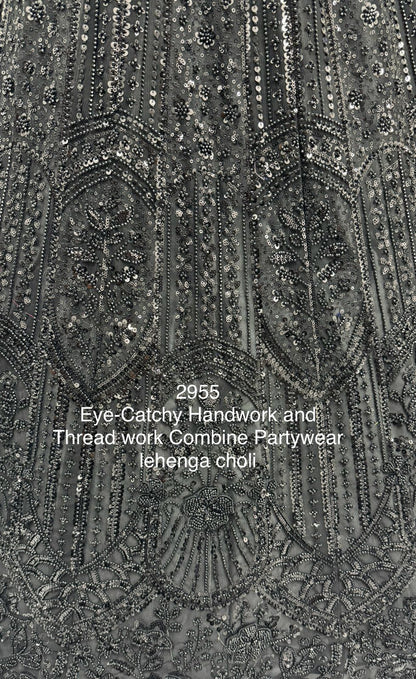 Black Pure Soft Net Heavy Embroidery Work Bridal Lehenga
