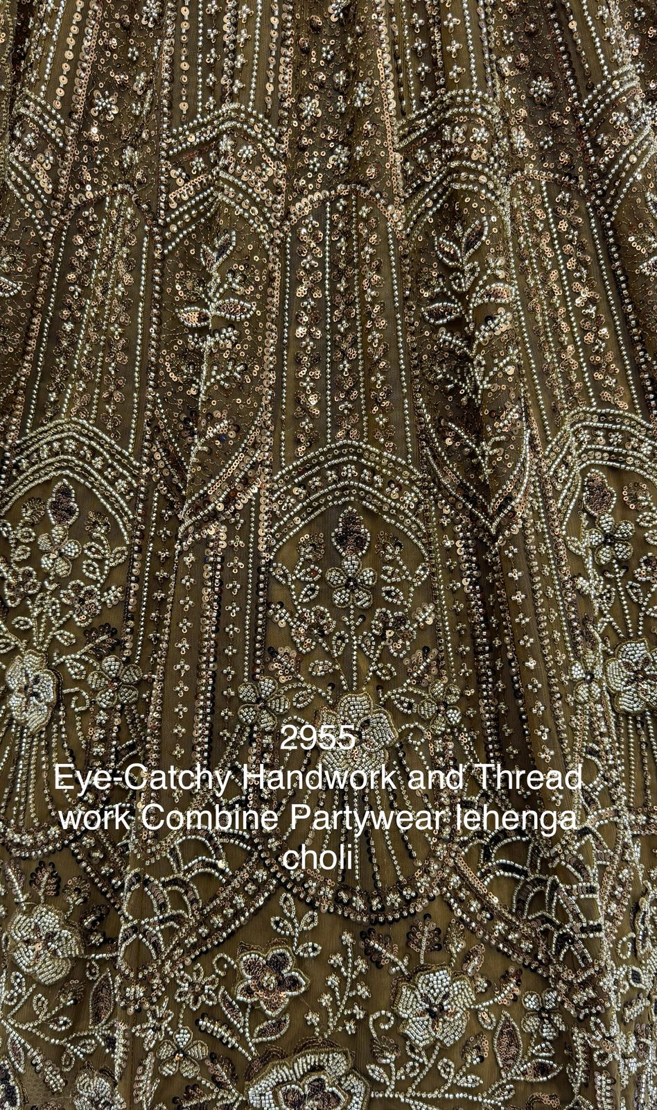 Golden Pure Soft Net Heavy Embroidery Work Bridal Lehenga