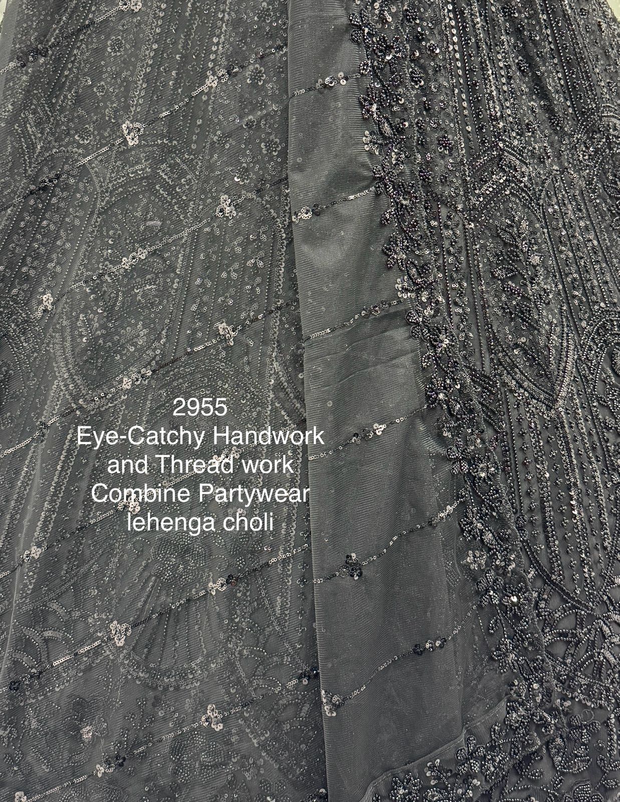 Black Pure Soft Net Heavy Embroidery Work Bridal Lehenga