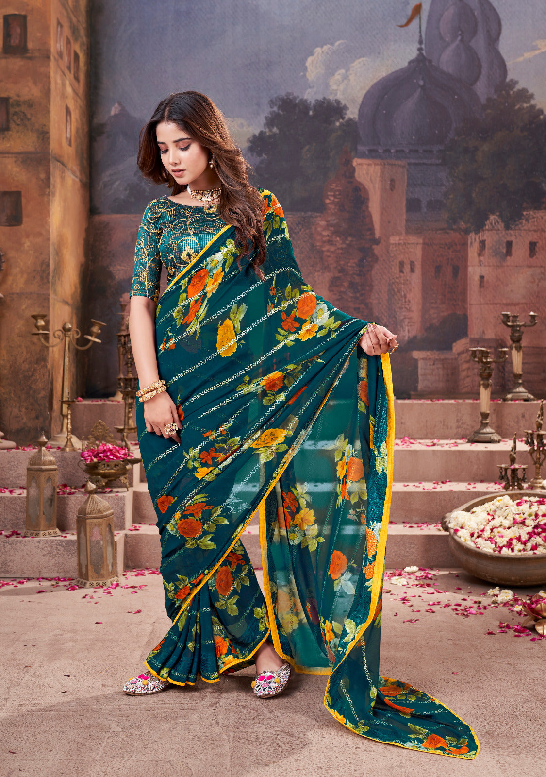 Green Pure Heavy Waighless Saree 