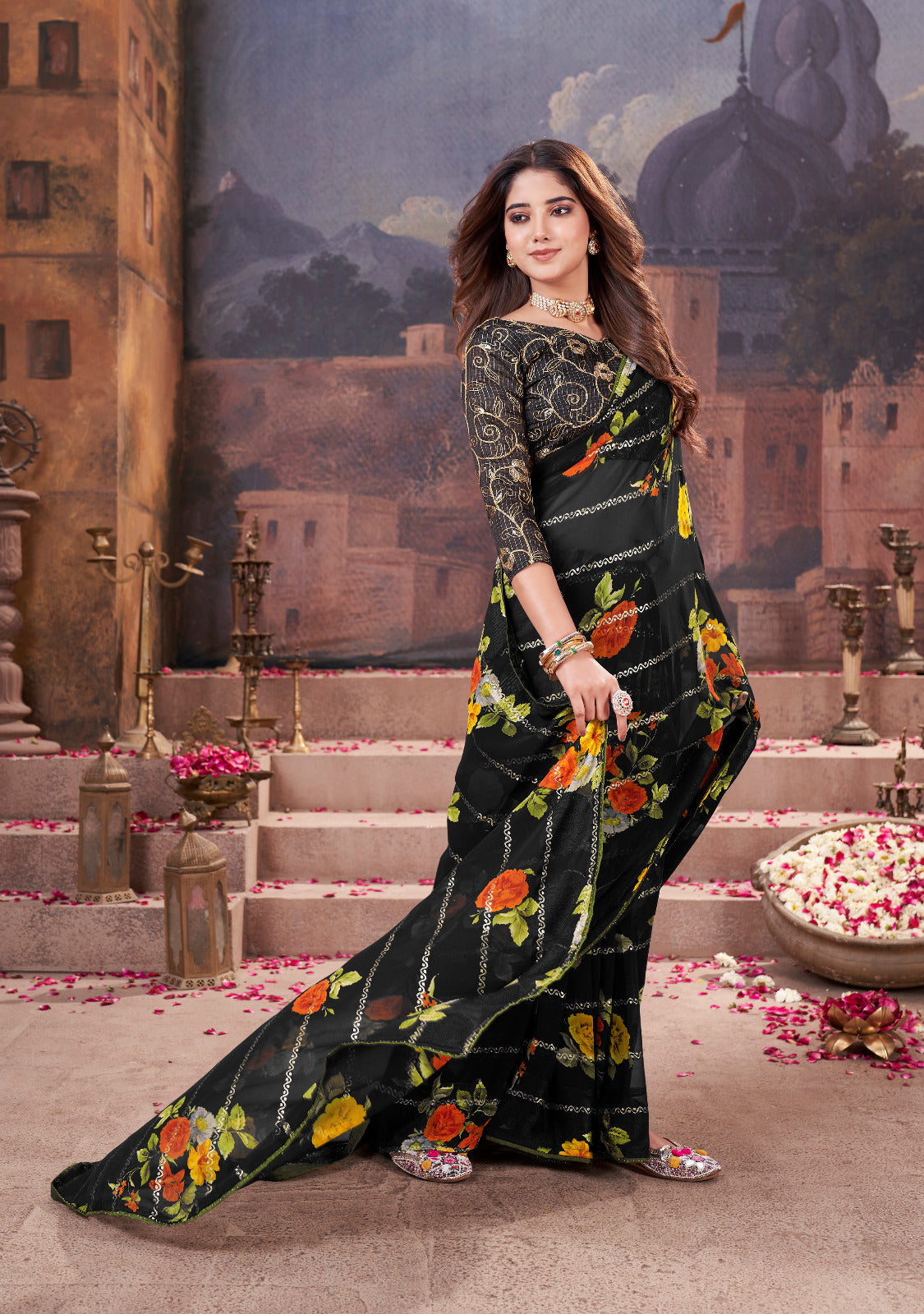 Black Pure Heavy Waighless Saree 
