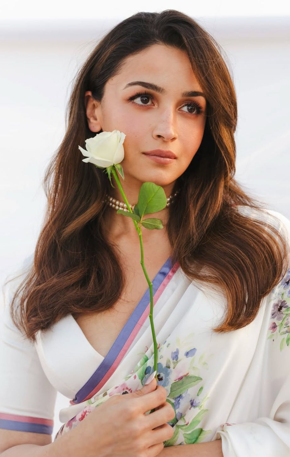 White Printed Japan Satin Floral Print Satin Saree ##color## Japan Satin Saree with premium fabric and embroidery