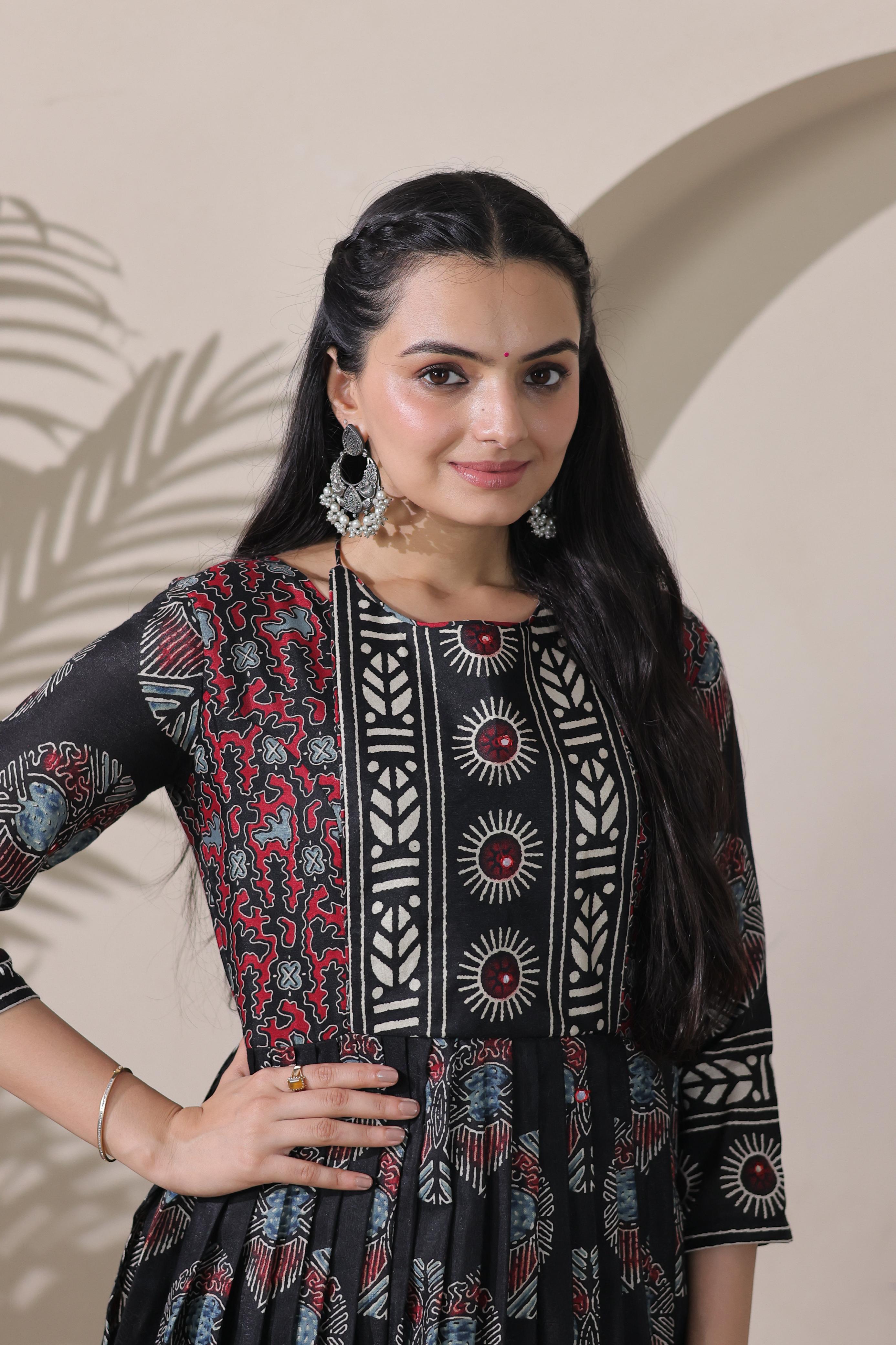 Black Pure Silk Blend with Jacket Long Gown 