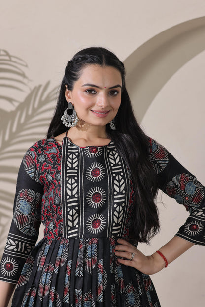 Black Pure Silk Blend with Jacket Long Gown 