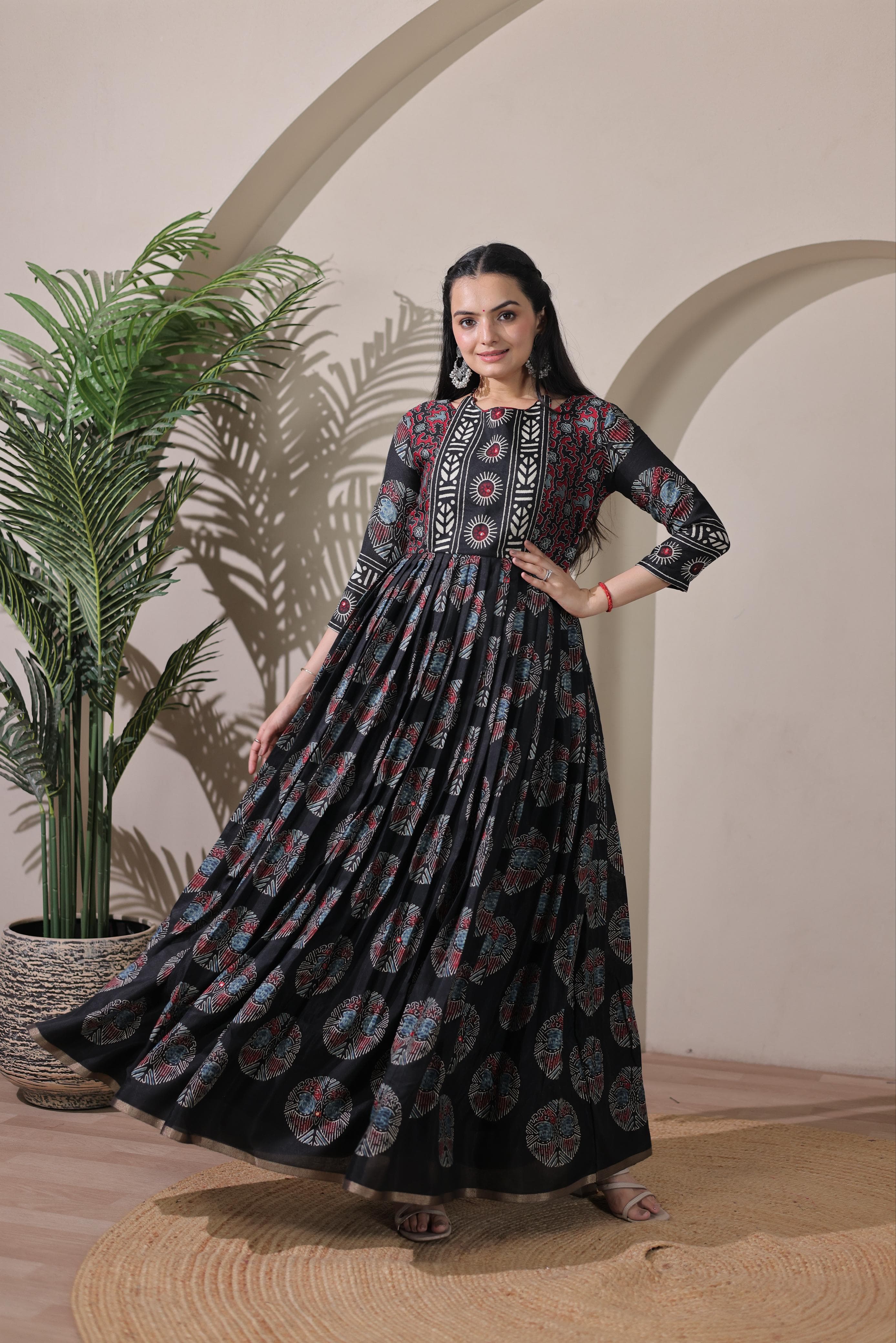 Black Pure Silk Blend with Jacket Long Gown 