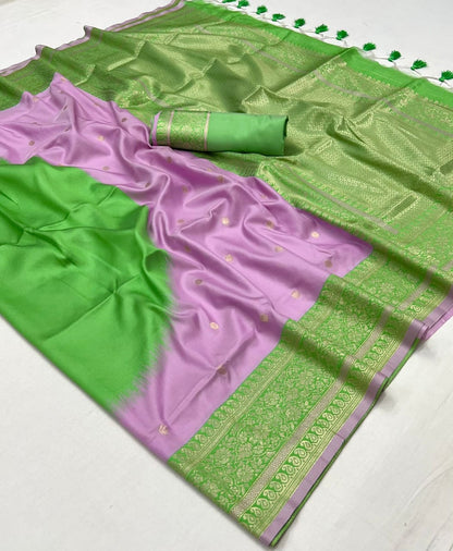 Lavender Pure Soft Banarasi Handloom Banarasi Saree 