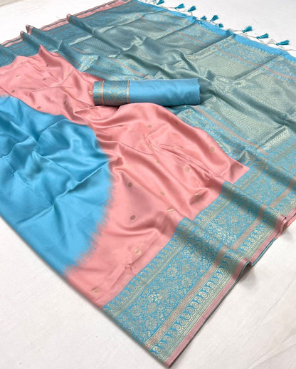 Peach Pure Soft Banarasi Handloom Banarasi Saree 