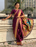 Wine Wedding Special Nauvari Paithani Soft Silk Saree 