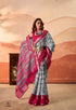 Grey Pure Soft Cotton Blend Printed Saree 