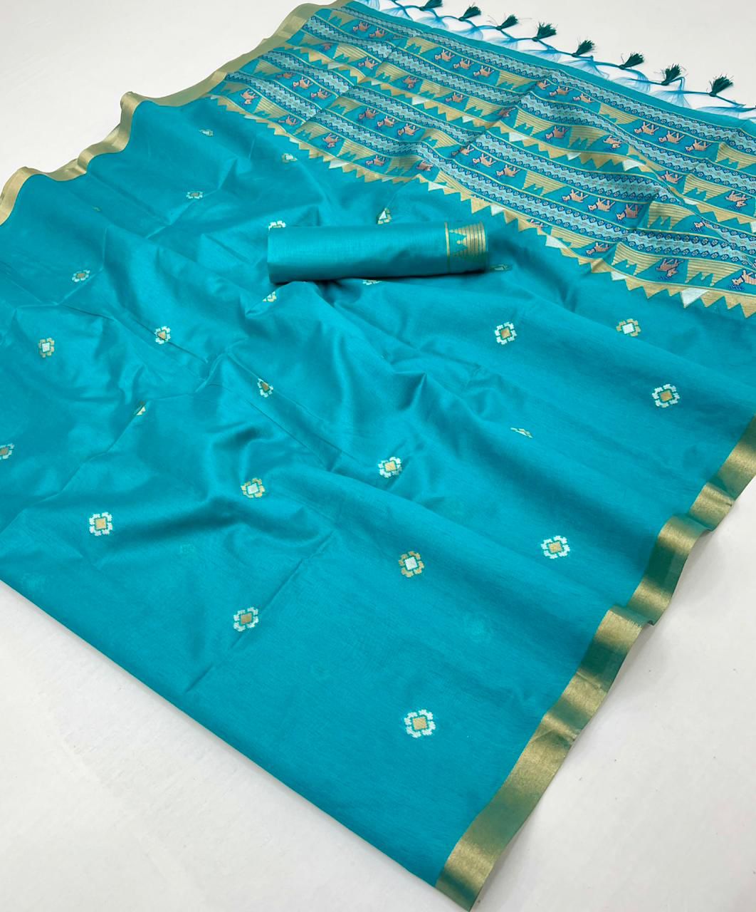 Blue Pure Soft Tussar Handloom Silk Saree 