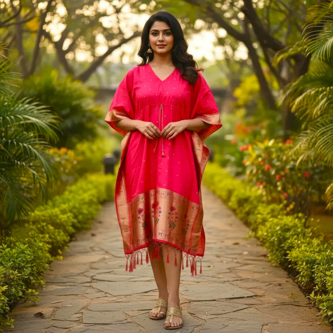Rani Pure Soft Soft Silk Paithani Kaftan 