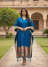 Teal Blue Pure Soft Soft Silk Paithani Kaftan 