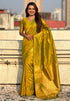 Olive Pure Soft Munga Silk Handloom Weaving Saree 