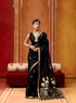 Black Pure Soft Munga Silk Handloom Weaving Saree 